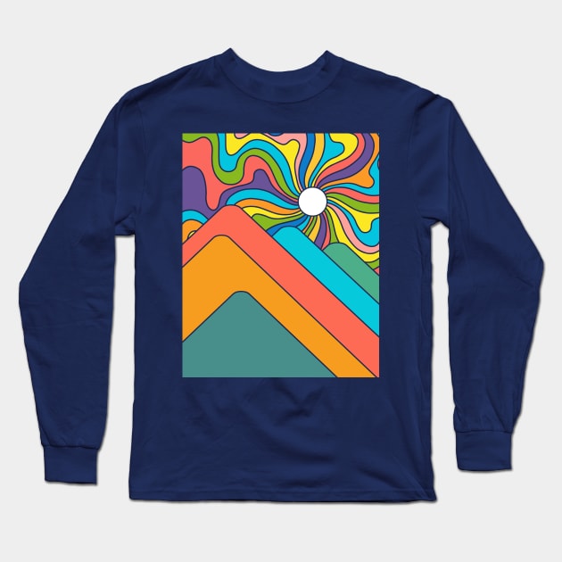 Geometric Sunrise Long Sleeve T-Shirt by clingcling